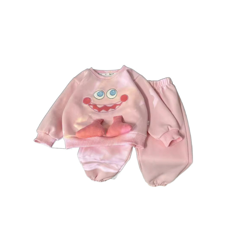 소녀 스웨터 세트 2024 년 가을 새 어린이 한국  옷 2 피스 가을 겨울 아동복 분할