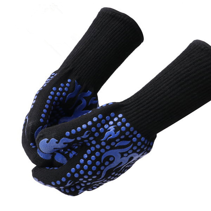 Amazon en stock barbacoa guantes llama barbacoa guantes silicona antideslizante horno resistente al calor 500-800 grados guantes