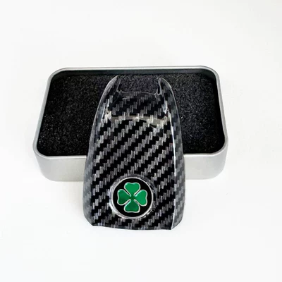 Carbon Fiber Pattern Key Back – Car logo - four-leaf-clover-black-carbon-fiber-back-cover
