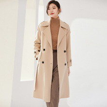 秋冬新款双面羊毛大衣女高端中长款过膝双排扣英伦风风衣毛呢外套