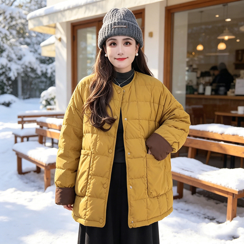 Plus-Size Women's down Jacket 100kg Stylish White Duck down Warm Autumn and Winter New Coat Popular Korean and Japanese Style Versatile Plus-Size Women's down Jacket 100kg Stylish White Duck down Warm Autumn and Winter New Coat Popular Korean and Japanese Style Versatile