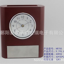 木质装饰桌面摆件工艺笔筒闹钟  商务办公学习收纳时钟