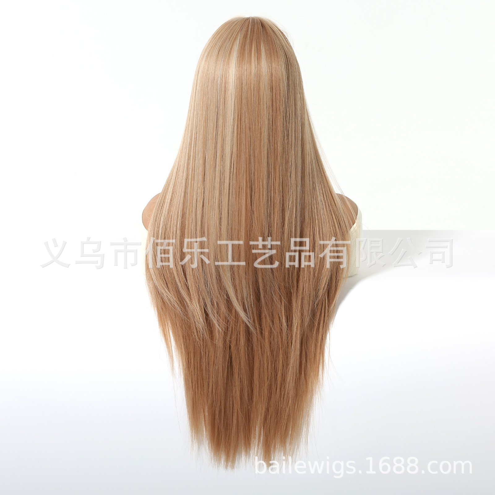 Peruca de cabello completo cubierta de cabello marrón claro gradiente platino teñido largo cabello recto seda de alta temperatura puede modelar pelucas al por mayor transfronterizas