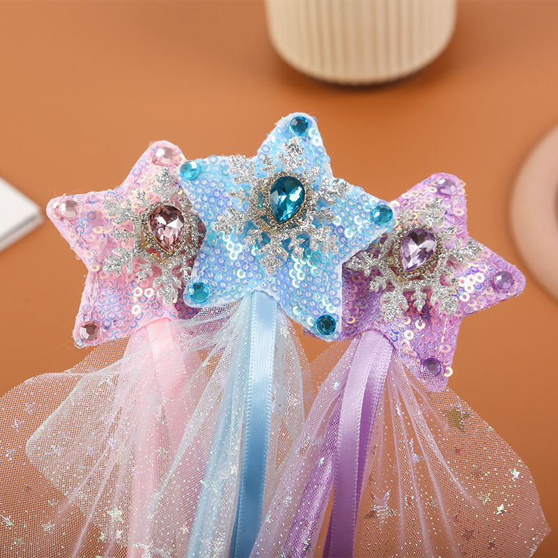 Nieve de diamante princesa de nieve varita mágica brillante pieza accesorios juguetes para niños princesa Aisha varita mágica
