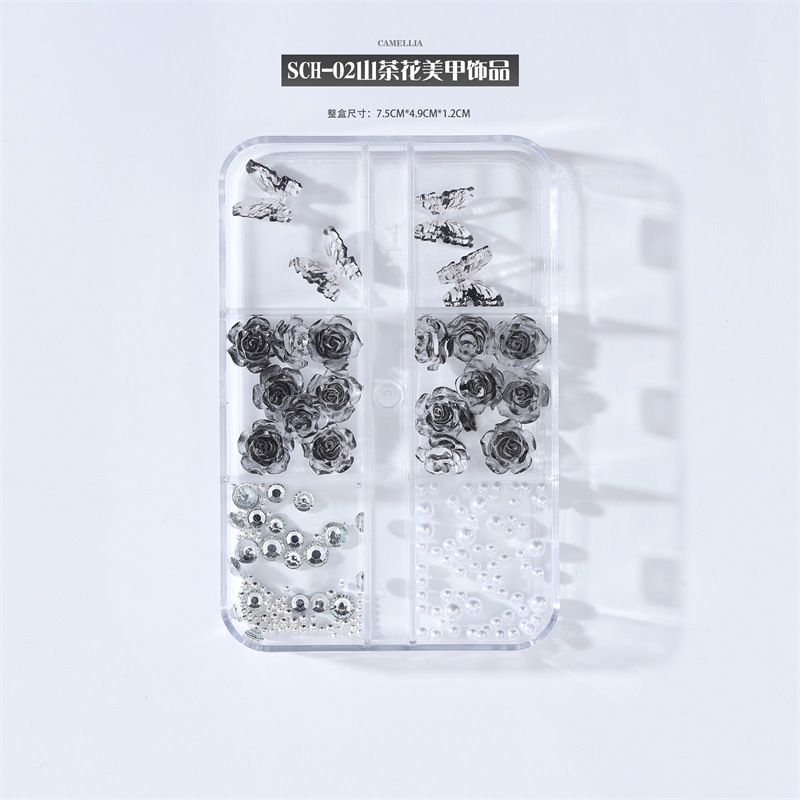 Caliente chica rojo Camelia uñas joyería Pequeño Libro Rojo caliente paquete de material ratán coral mariposa decoraciones uñas