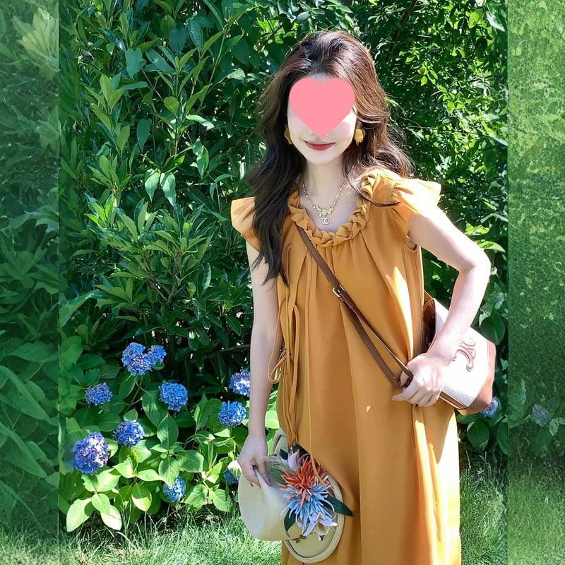Yellow flutter-sleeve dress for women, summer 2024 new French style, loose and slimming, suitable for petite figures, long dress for seaside vacations Yellow flutter-sleeve dress for women, summer 2024 new French style, loose and slimming, suitable for petite figures, long dress for seaside vacations