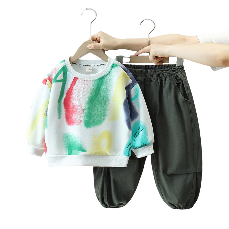 5773 Traje de otoño para niños 2025 nueva ropa deportiva para niños de otoño hermosa chaqueta coreana para niños de primavera y otoño