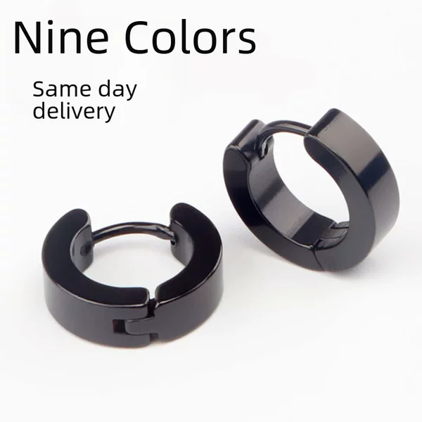 Simple Round Earrings Ear Clip Men's Earrings European and American Amazon Explosions Earrings Stainless Steel Earrings