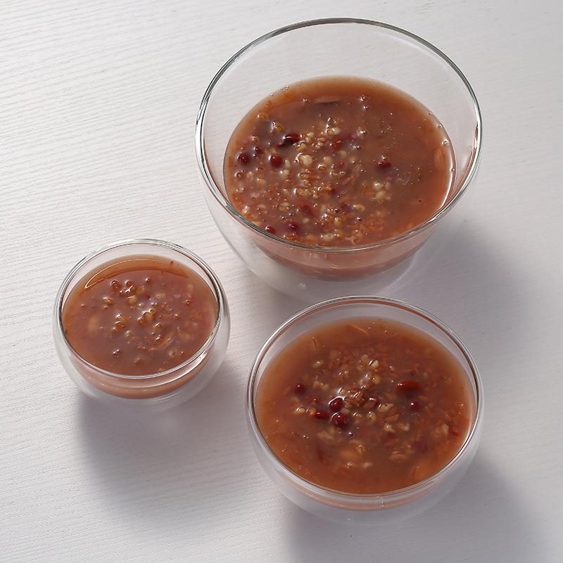 Hogar creativo transparente de doble capa tazón de vidrio tazón de ensalada de frutas yogur helado tazón postre tazón de arroz