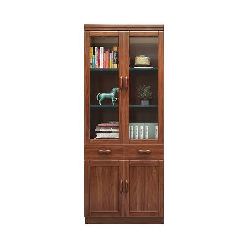 Solid wood bookcase walnut modern Chinese style two or three doors boutique study free combination storage cabinet large capacity bookshelf