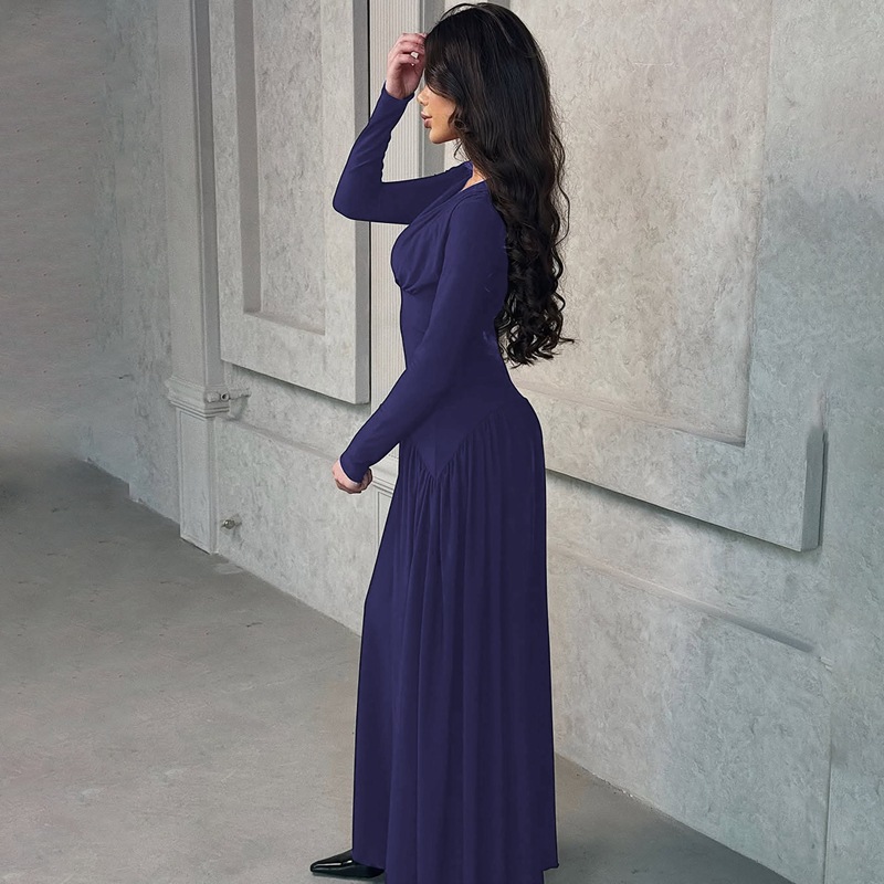 Hot-Selling Women's Fashion 2025 Summer New Fashionable Elegant Slim Waist Long Sleeve Dress Wholesale_ecoleips.com