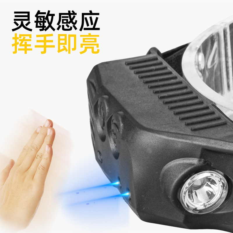 Faros de COB de inducción multifunción transfronterizos Faros de conducción al aire libre Carga USB Luz de carrera nocturna Faros de luz brillante de silicona