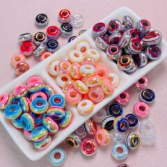 高品質 uv レインボーストライプ樹脂大穴ホイールビーズそろばんビーズ diy 携帯電話チェーンビーズペンジュエリーアクセサリー