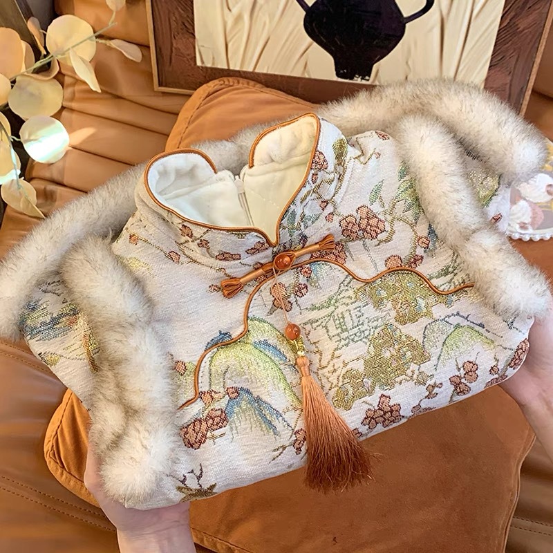 Qi Qiqian siete niñas más chaleco de terciopelo vestido cheongsam vestido 2025 nuevo vestido de aniversario vestido de Año Nuevo bebé