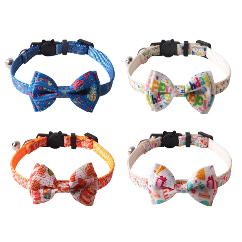 Amingge Новые товары для домашних животных серия с днем рождения кошка ошейник с бантом кошка с колокольчиком