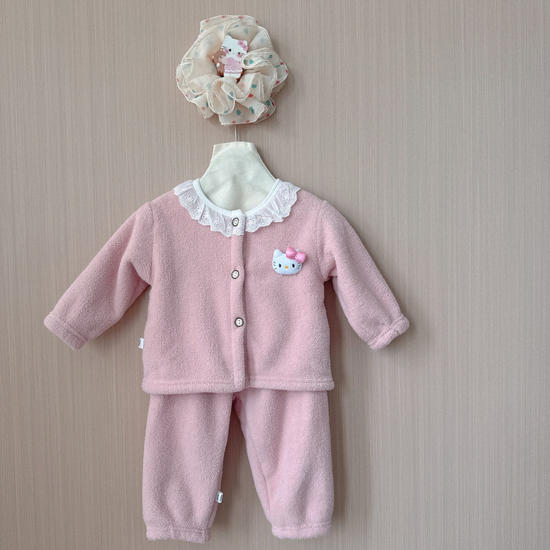 2025秋冬新款婴幼儿卡通毛毛家居服套装宝宝上衣裤子两件套潮|undefined