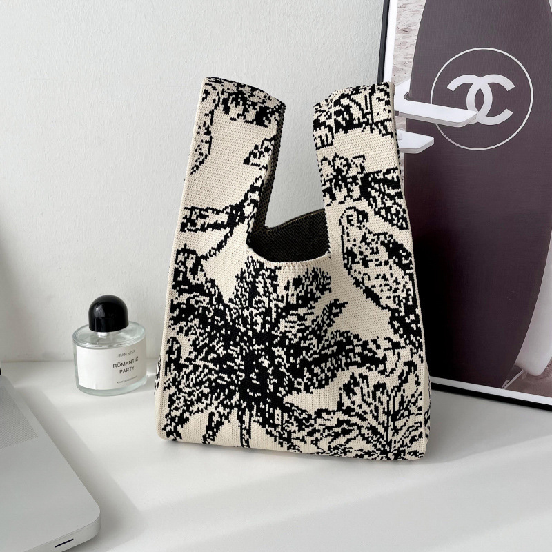 Bolsos, diseño de nicho femenino, bolso de punto personalizado, bolso tejido de un solo hombro de punto de todo fósforo, bolso de mano, bolso de mano