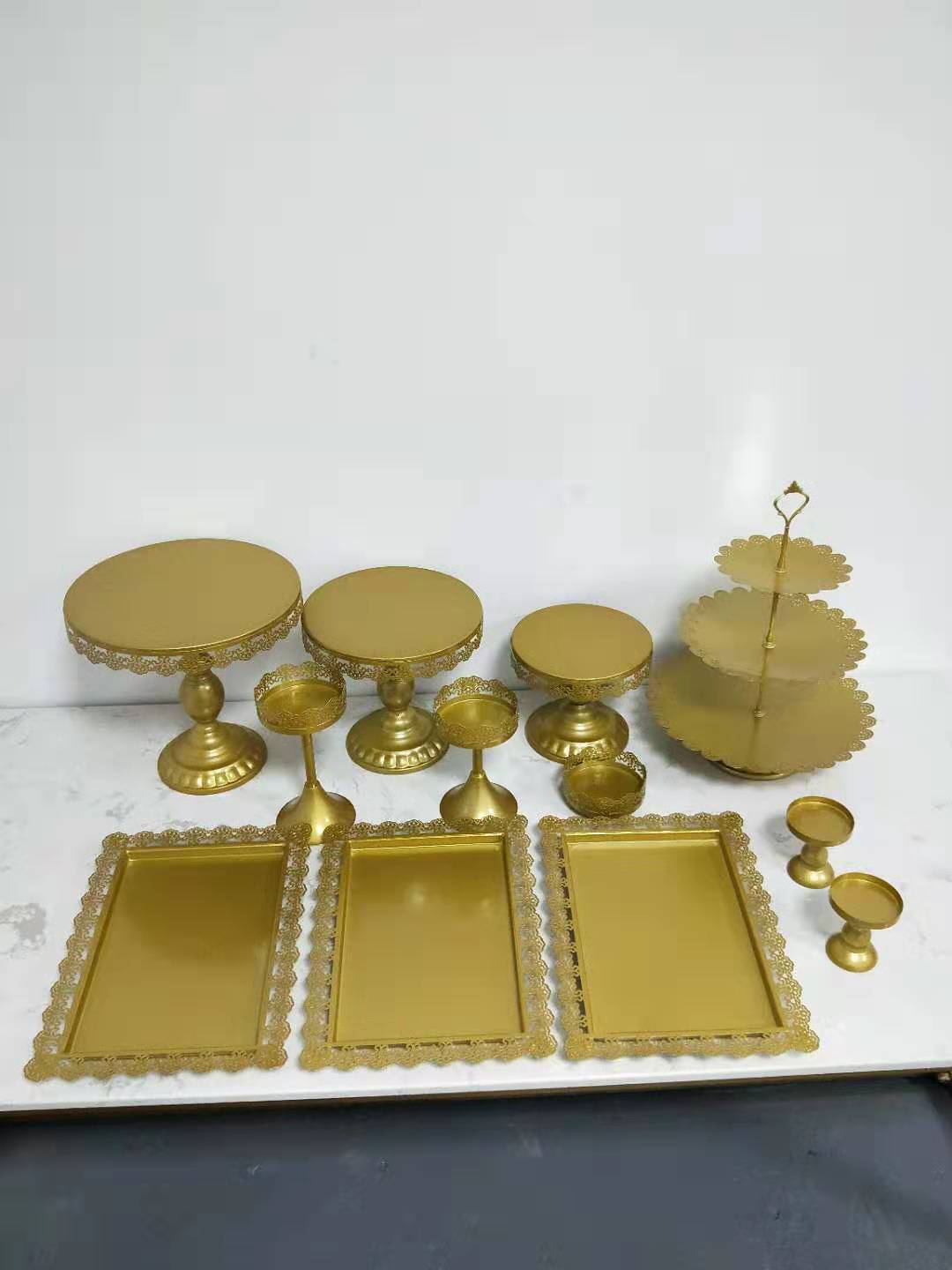 Estilo europeo creativo oro hueco soporte de la torta accesorios de la boda decoración de la Mesa de postre tienda de postres pastel de postre combinación image 8