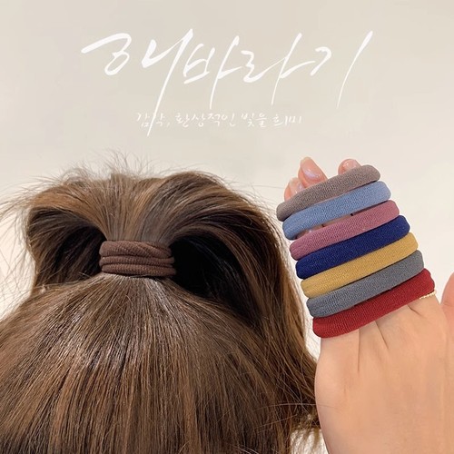 High ponytail headband, simple hair rope, girls' hair band, high elasticity and durable rubber band, basic leather cover headgear