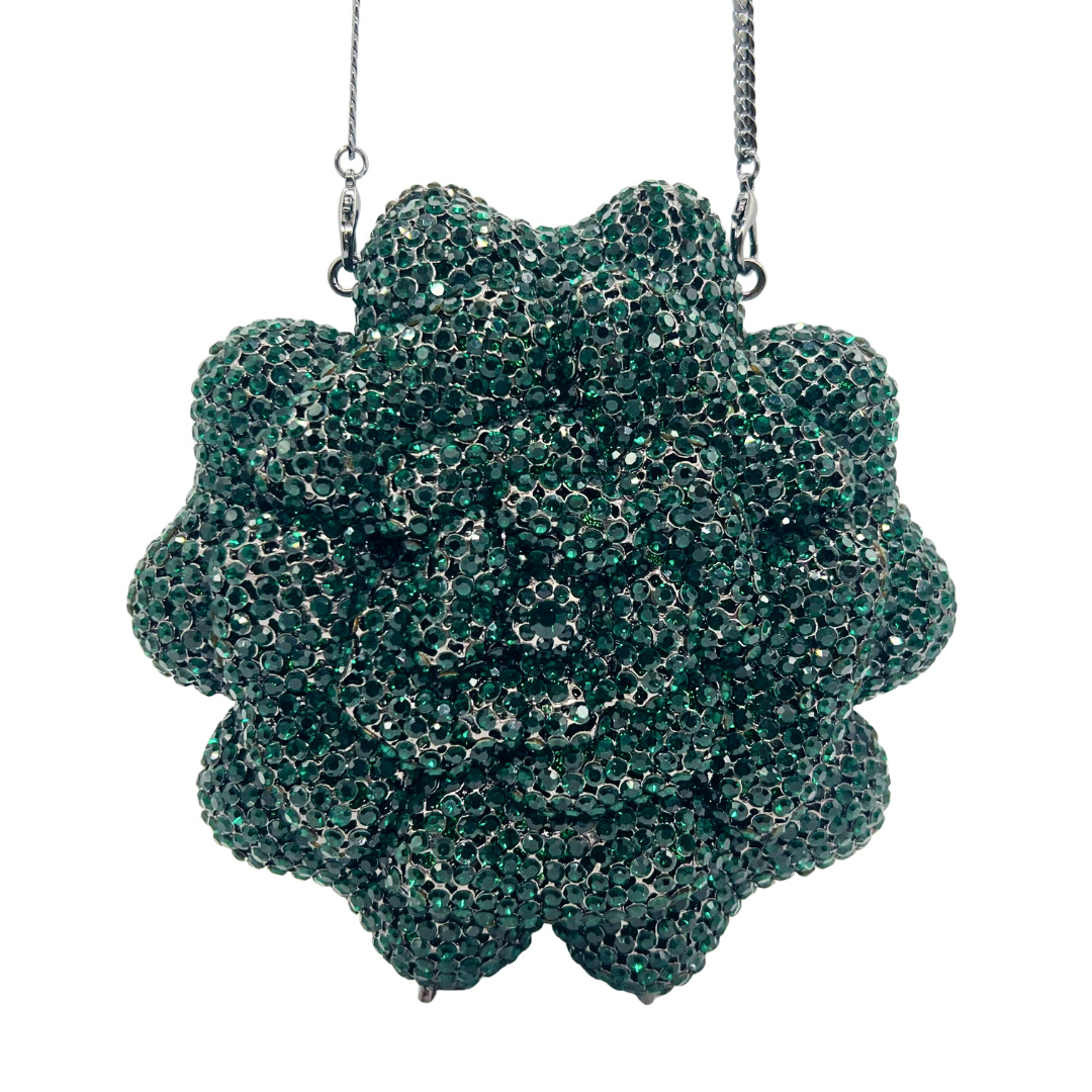 Túi clutch nữ đính đá hình hoa dạ hội sang trọng — Xanh lá cây nhạtcolor, màu vàng, bạc, Tùy chỉnh màu khác chi tiết 1