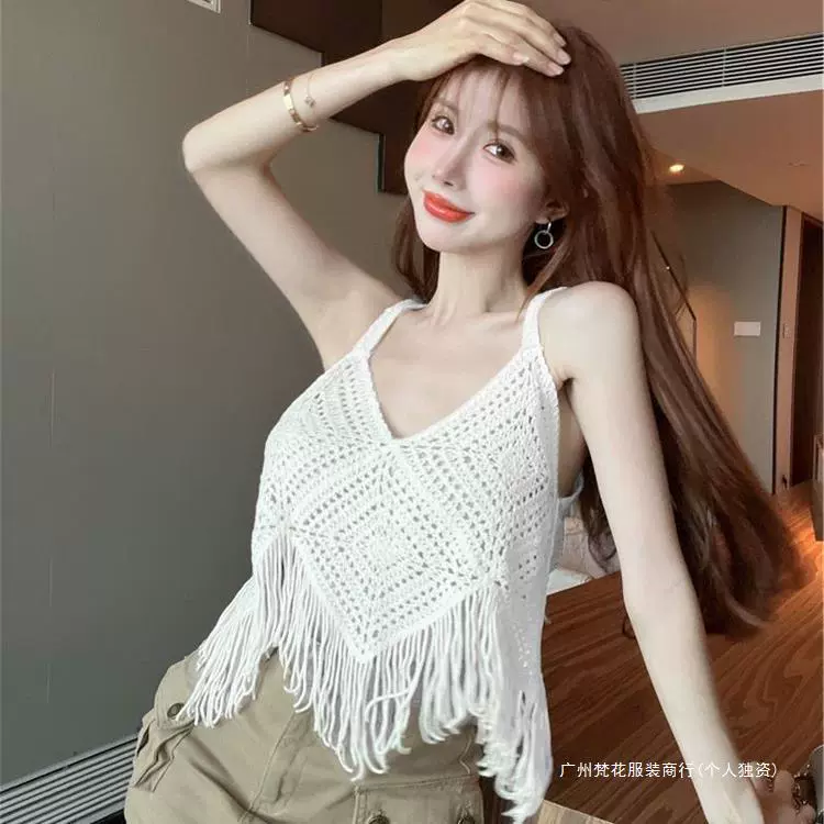 Knitted vest, retro cool tank top sleevless, oversize, lifting effect
