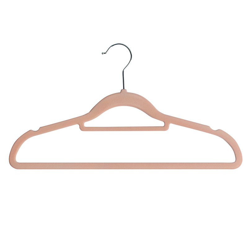 Percha de ropa al por mayor percha de plástico percha de almacenamiento de armario hogar flocado antideslizante sin costura flocado percha