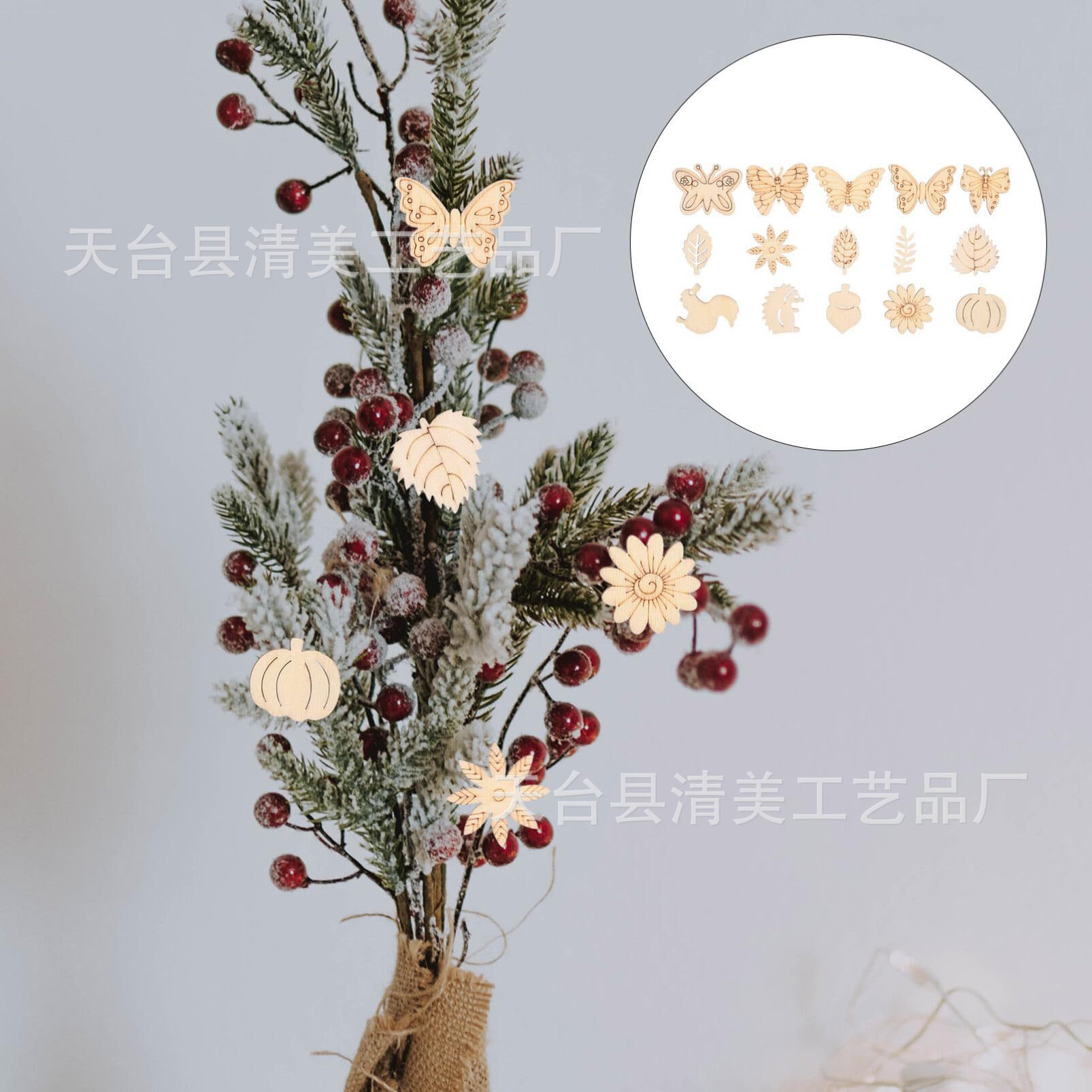 3cm fiesta de Navidad adornos de madera en blanco astillas de madera en bruto sin terminar decoraciones de madera