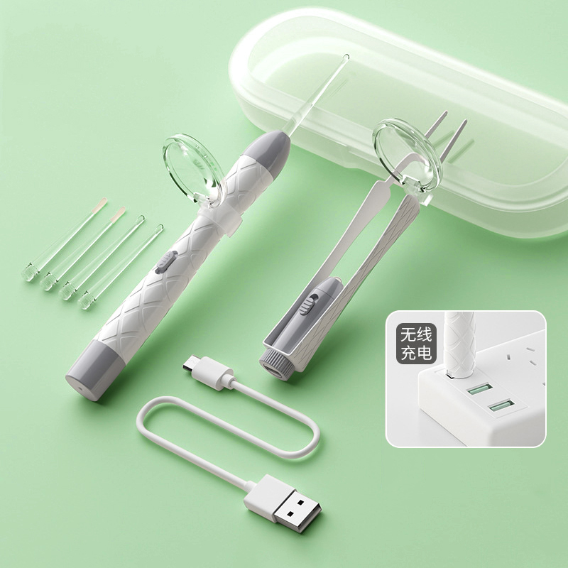 Factory children's luminous ear spoon with lamp visual ear digging artifact safety special soft head ear picking tool a generation of hair