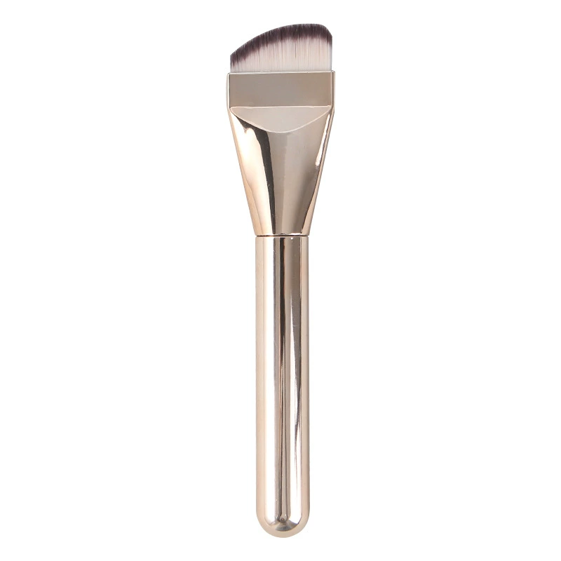 Flat foundation brush, electroplated plastic handle, portable flat‑head makeup brush