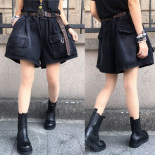 胖妹妹大码牛仔短裤女2025新款宽松显瘦洋气a字松紧腰裤裙夏季潮