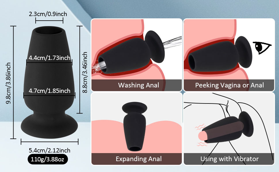 Hollow Anal Plug, Small Silicone Training Plug, Black — detail image 2