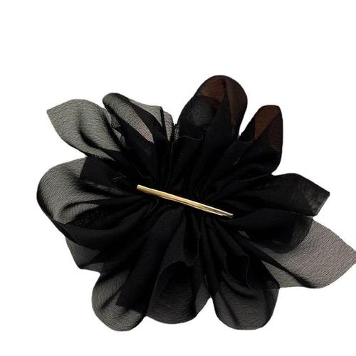 Ultra-fairy-style chiffon flower hair clip for women – simple, minimalist spring clip perfect for summer, ideal as a back-of-the-head ponytail holder or headwear accessory.