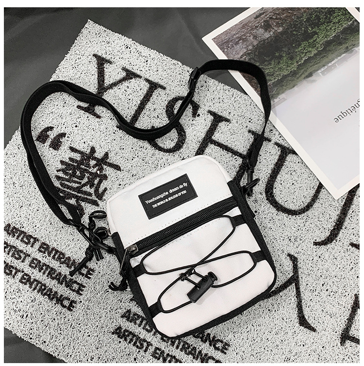 67g Weight Zipper Closure Type Single Shoulder Strap Strap Type Crossbody Bag Bags Type Nylon Material Letter Pattern Streetwear Style Square Shape Khaki, Light Grey, White, Black Color Small Size Small Nylon Letter Streetwear Square Zipper Crossbody Bag 29