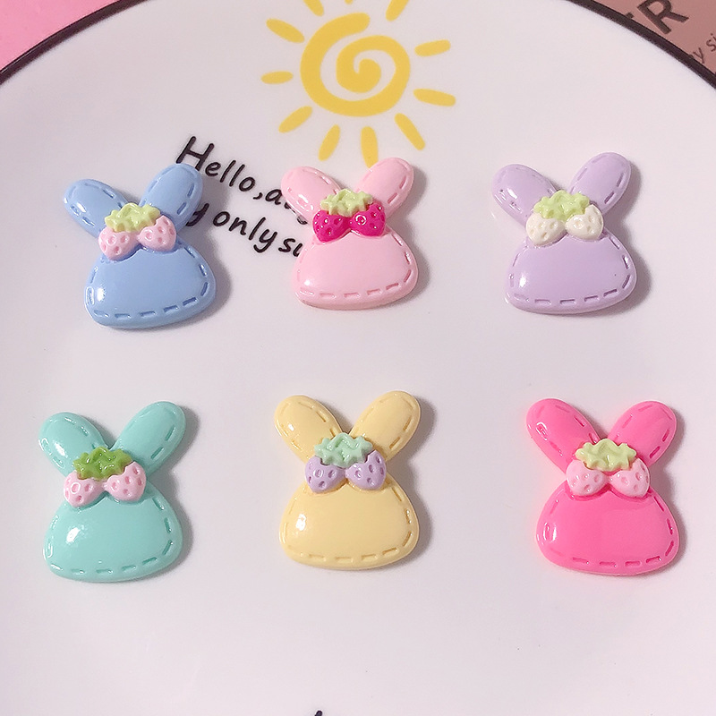 Nuevo color caramelo lindo conejo DIY accesorios de resina crema pegamento para el cabello accesorios para el cabello agujero abrazadera de zapatos agujero material hecho a mano