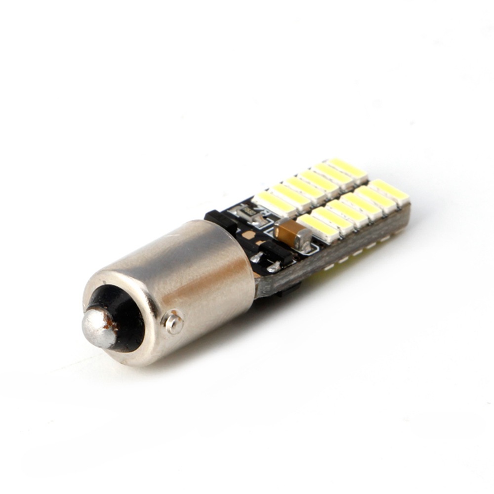 BA9S W5W 194 car LED decoding width indicator light 12-24V round head single foot reading light 4014 24SMD