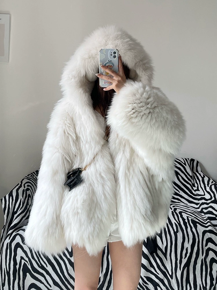 Ту Cant Hooded Short Fur Coat for Women, Thickened Lamb Wool, Autumn–Winter Street Style