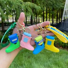 創意滴膠彩色雨靴鑰匙扣汽車鑰匙鏈情侶書包玩偶掛件小禮品批發