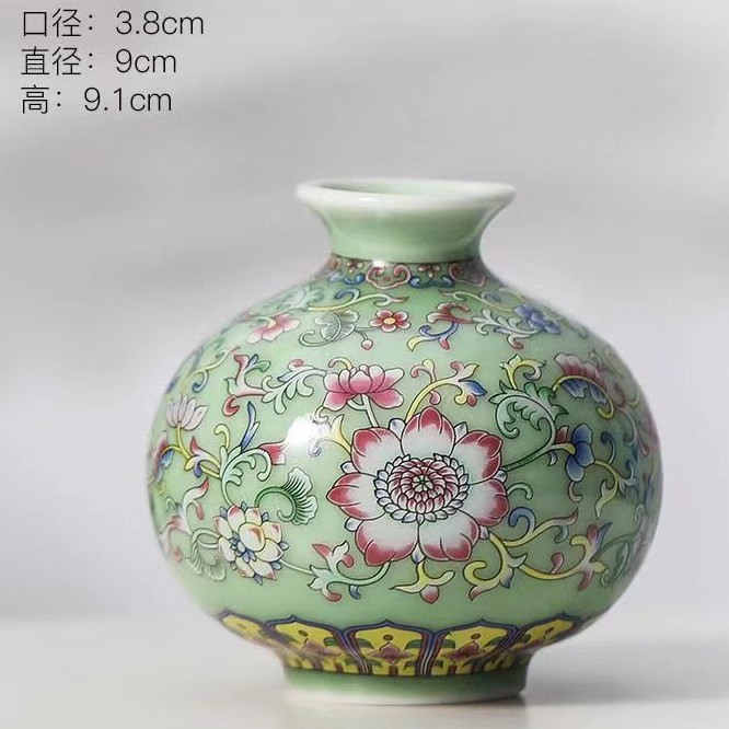 Vaso de escritorio de cerámica de porcelana pequeña boca mini hidroponía de flores retrógradas botellas de flores de porcelana