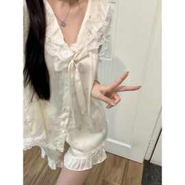 法式高级感卡通印花冰丝睡衣少女新款夏季甜美短袖短裤家居服套装