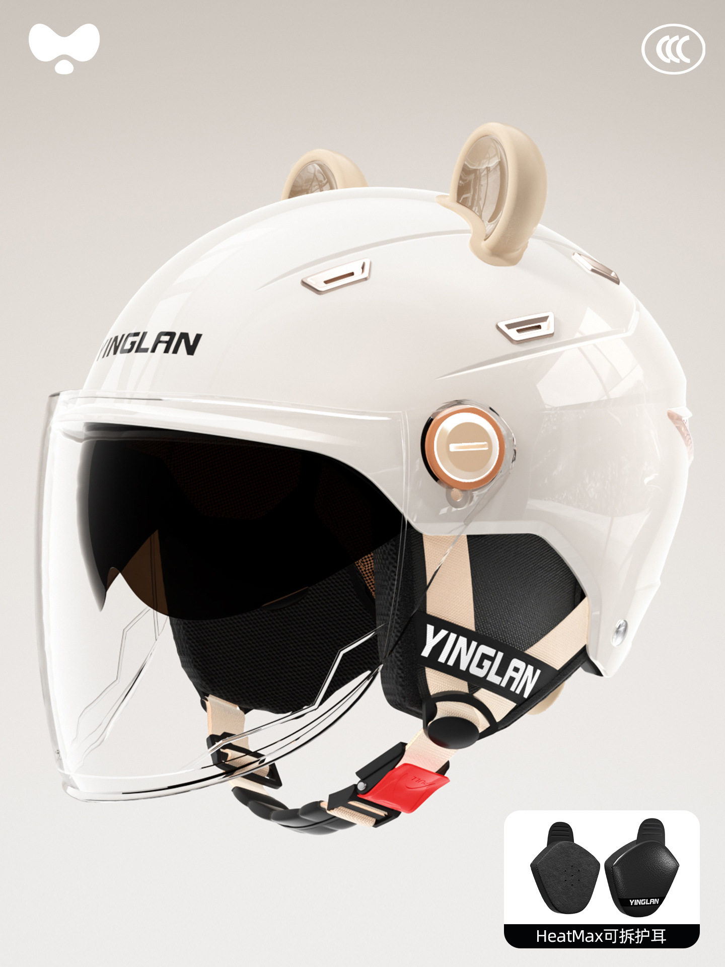 Universal – Motosiklet kaskı (dəbilqə) Certified Double Visor - 3c-double-visor-white-hd-long-visor-heatmax-detachable-earmuffs-one-size