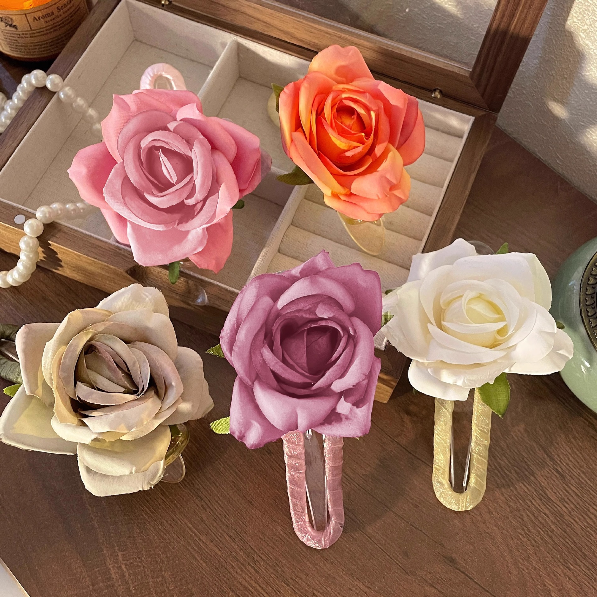 Romántico coreano rosa broca de pato broca de cabello de mujer grande primavera y verano sensación de atmósfera broca de cabeza media tarjeta de cabello