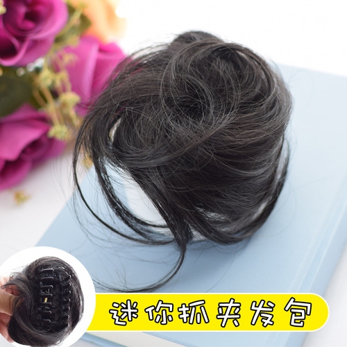 Wig ball small hair bag natural mini grab clip hair bud half ball head real hair flower bud head hair twister wig bag