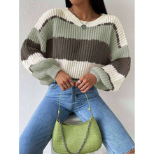 I 70236 Color block loose sweater ײɫ����ë�¿羳����ͨ