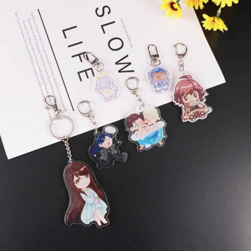 Acrylic Keychain Car Key Pendant Genshin Anime Star Cartoon