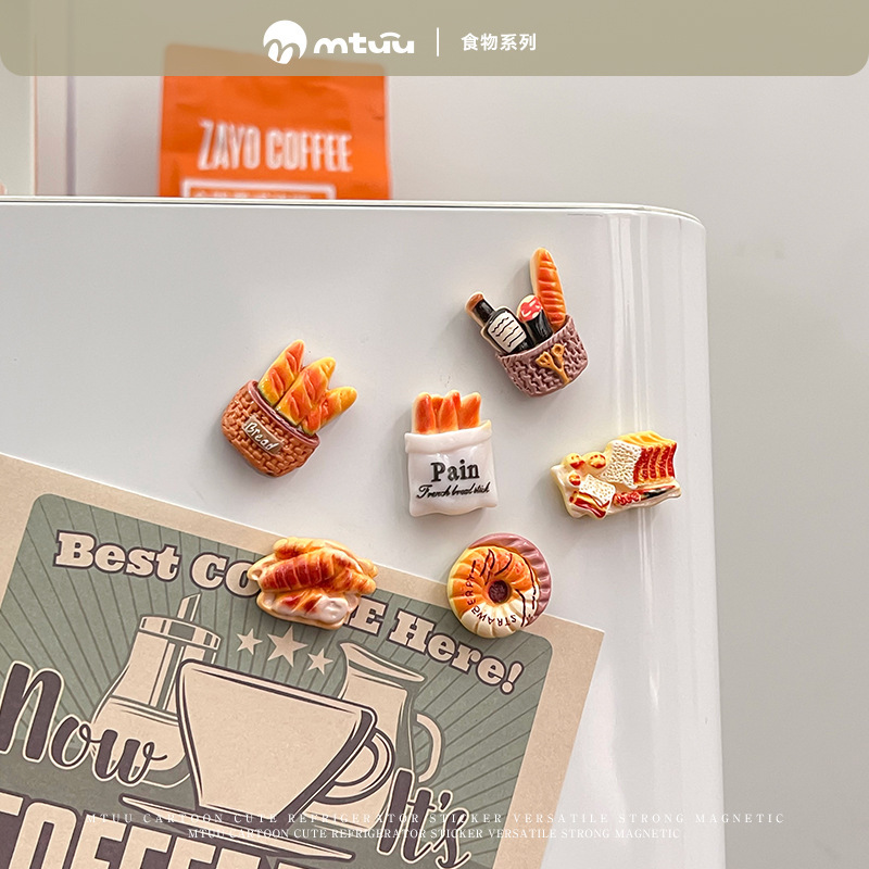 フランスパン型のマグネット式冷蔵庫マグネット、フレンチカーボンフード、焼き菓子、冷蔵庫マグネット、装飾用マグネット、クリエイティブな冷蔵庫マグネット|undefined