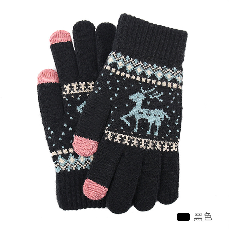 新作ニット毛糸雪の結晶タッチスクリーン手袋 男女兼用 秋冬保温卸売 クリスマスマジックグローブ 大人用|undefined
