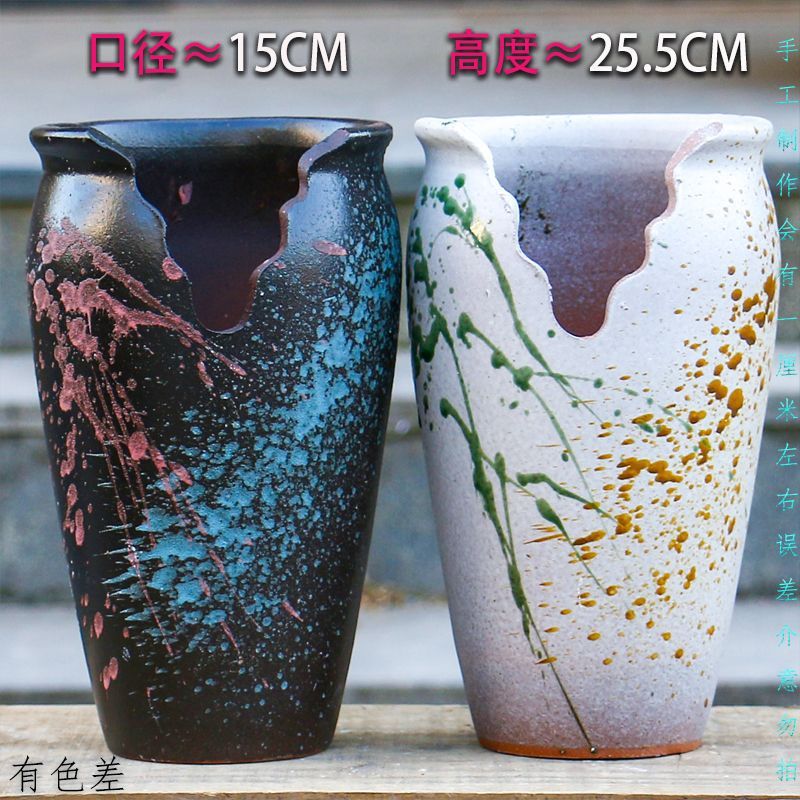 缺口花盆悬崖桩切口多肉缺口造型花盆悬崖式老桩深缺口高瘦陶瓷大|undefined