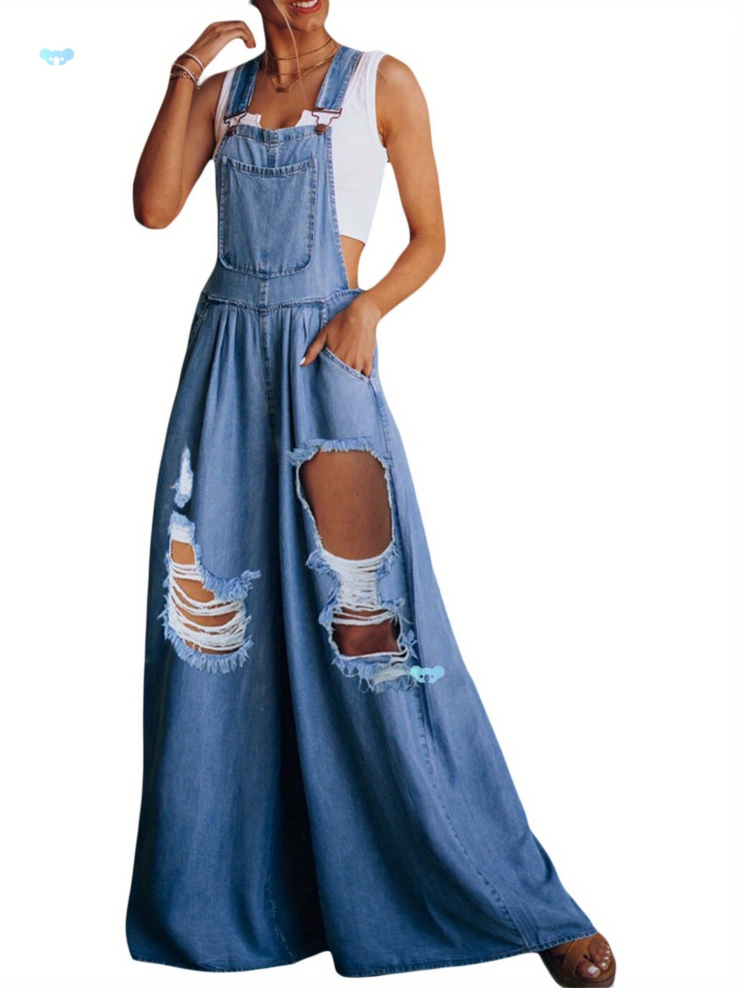 Женские джинсы свободного кроя с регулируемым плечевым ремнем, повседневные трансграничные джинсы