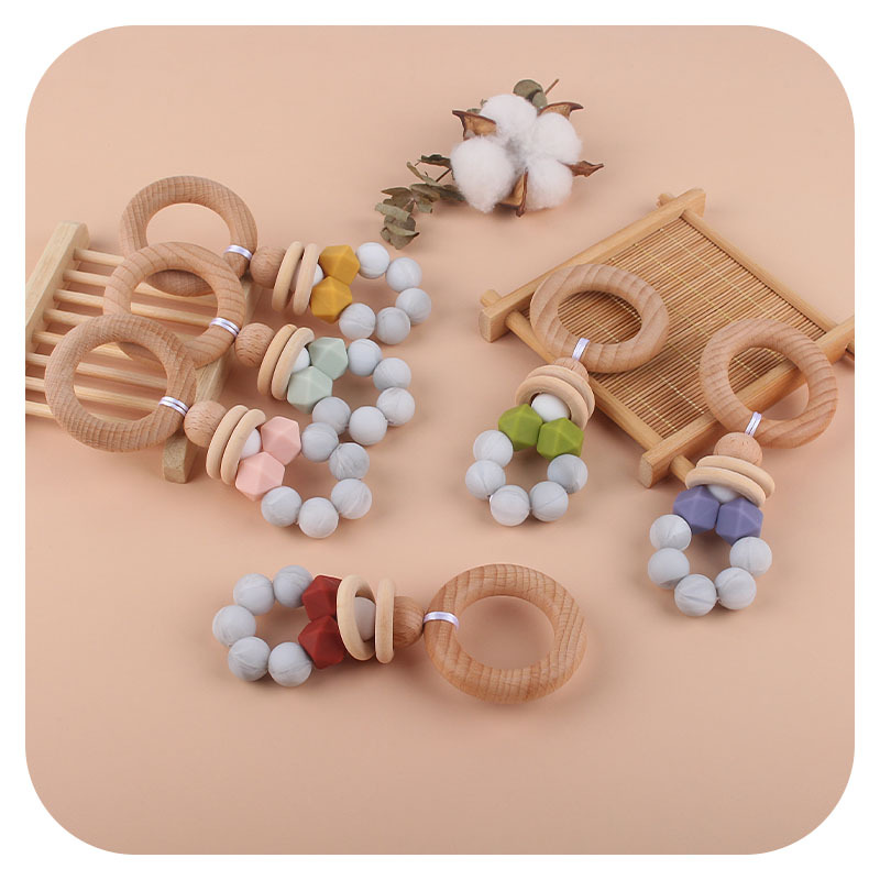 Nuevo bebé suministros DIY creativo Beech anillo mordedura pegamento bebé calmante silicona juguete teether