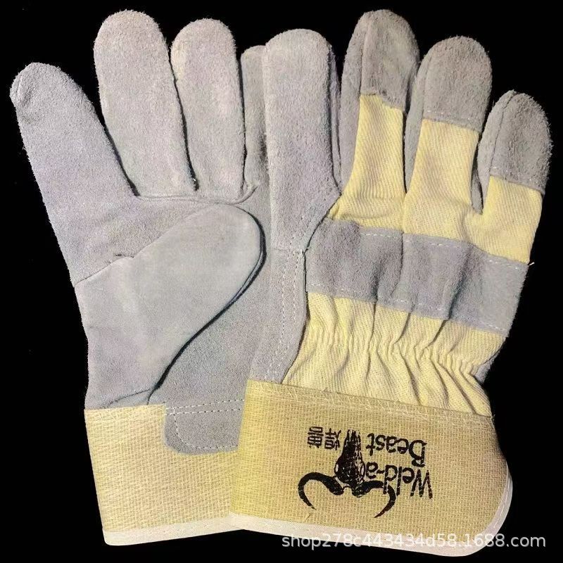 烧焊专用手部防护手套安全防护短款焊工手套双层耐磨加厚高温防护